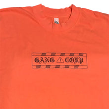 Load image into Gallery viewer, GangCorp “Caution Tape”T-Shirt Neon Orange & Black