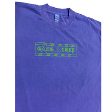 Load image into Gallery viewer, GangCorp “Caution Tape”T-Shirt Neon Purple & Green