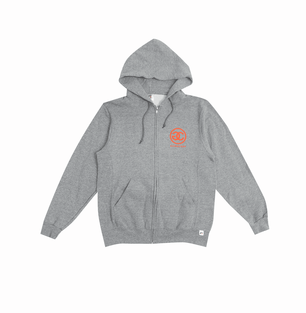 Grey and online red hoodie
