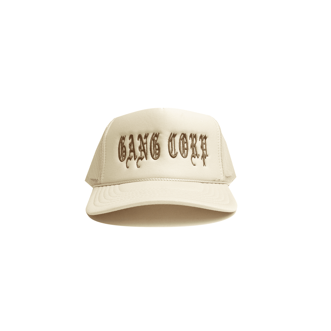 GangCorp ”Old English” Cream & Brown Hats Embroidered