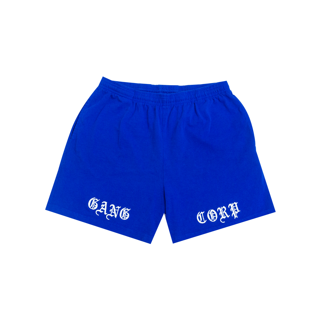 GangCorp “Old English” Blue & White Shorts Embroidered