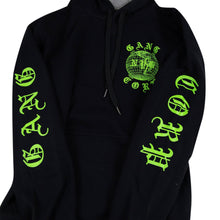 Load image into Gallery viewer, GangCorp &quot;Global&quot; Black &amp; Neon Green Hoodie
